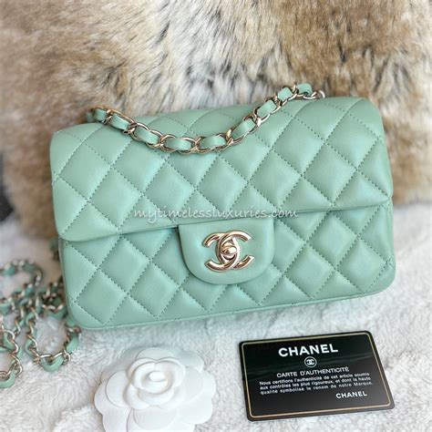 chanel dark green bag|mint green Chanel bag.